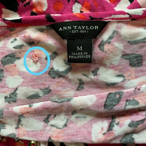 Ann Taylor Roll Tab Sleeve V-Neck Pink Tunic Top Sz M 19558 - Picture 9 of 11